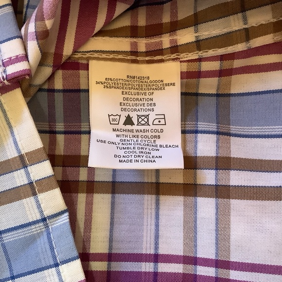 Nick Graham Shirt Men’s Large Collar Button Down Purple/White/Brown/Blue - Picture 9 of 10